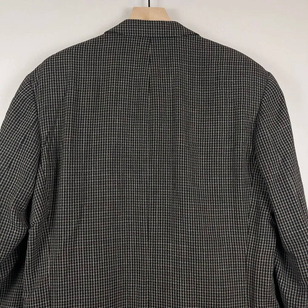 Hugo Boss Blazer Jacket Men 44L‎ Black Brown Schurwolle Virgin Wool Blend Career